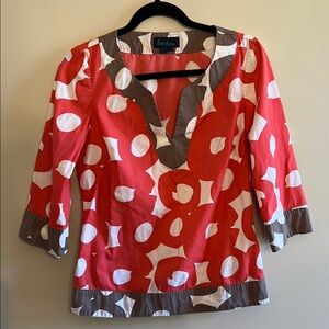Boden Red and White Relaxed Graphic Tunic